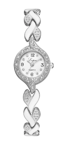 Montre femme en métal argent et blanc